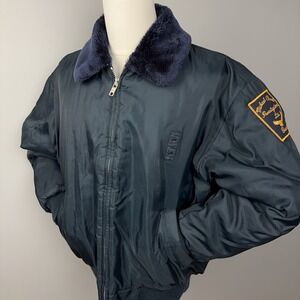 VTG Security Officer Jacket Men's XL-XXL Faux Fur Collar Quilted Dulon 70s